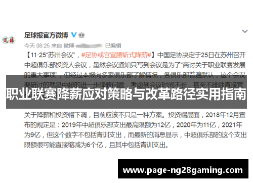 职业联赛降薪应对策略与改革路径实用指南