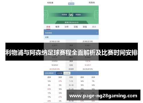 利物浦与阿森纳足球赛程全面解析及比赛时间安排